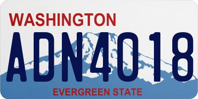 WA license plate ADN4018