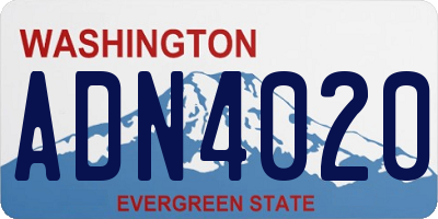 WA license plate ADN4020