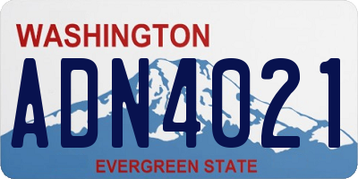 WA license plate ADN4021
