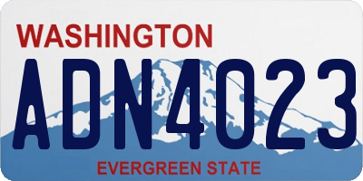 WA license plate ADN4023