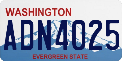 WA license plate ADN4025