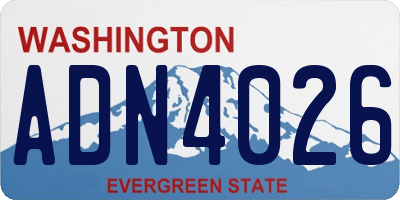 WA license plate ADN4026