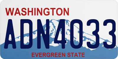 WA license plate ADN4033