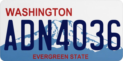 WA license plate ADN4036