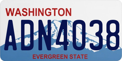 WA license plate ADN4038