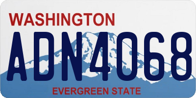 WA license plate ADN4068