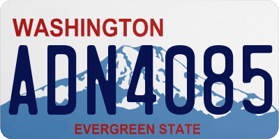 WA license plate ADN4085