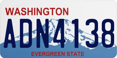 WA license plate ADN4138