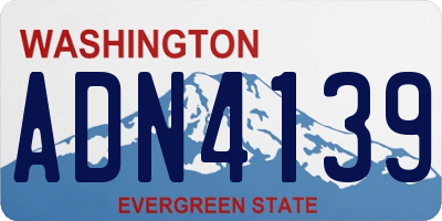 WA license plate ADN4139