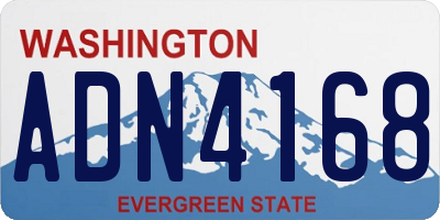 WA license plate ADN4168