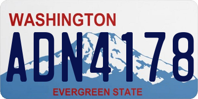 WA license plate ADN4178