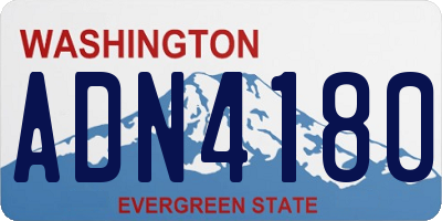 WA license plate ADN4180