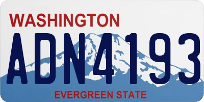 WA license plate ADN4193