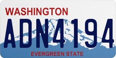 WA license plate ADN4194
