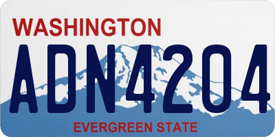 WA license plate ADN4204