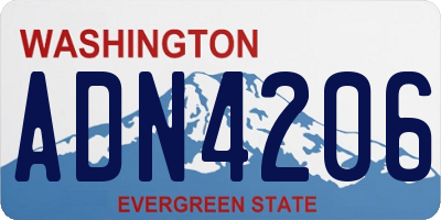 WA license plate ADN4206
