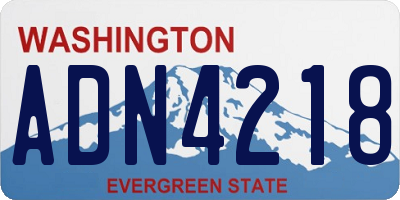 WA license plate ADN4218
