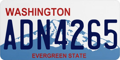 WA license plate ADN4265