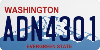 WA license plate ADN4301