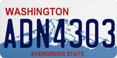 WA license plate ADN4303