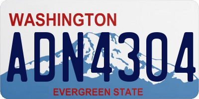 WA license plate ADN4304