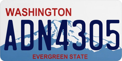 WA license plate ADN4305