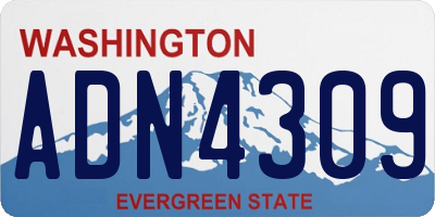 WA license plate ADN4309