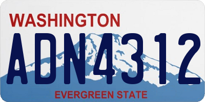 WA license plate ADN4312