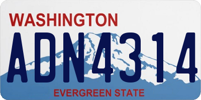WA license plate ADN4314