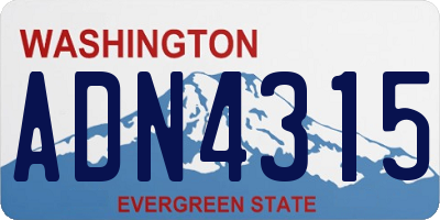 WA license plate ADN4315