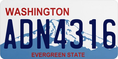 WA license plate ADN4316