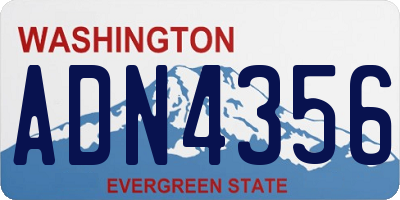 WA license plate ADN4356