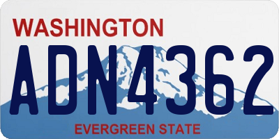 WA license plate ADN4362