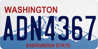 WA license plate ADN4367