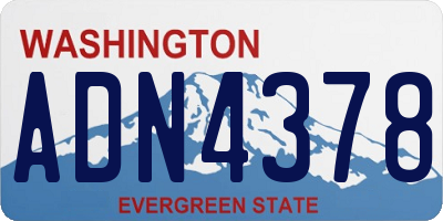 WA license plate ADN4378
