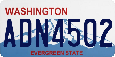 WA license plate ADN4502