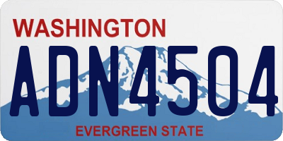 WA license plate ADN4504