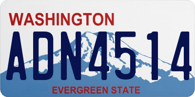 WA license plate ADN4514