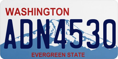 WA license plate ADN4530