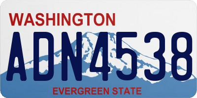 WA license plate ADN4538