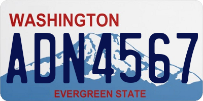 WA license plate ADN4567