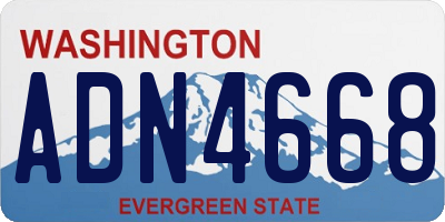 WA license plate ADN4668