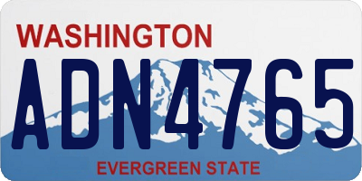 WA license plate ADN4765