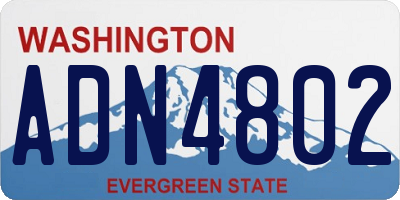 WA license plate ADN4802