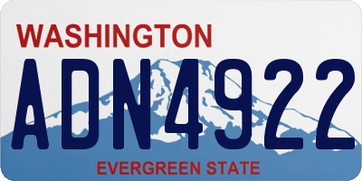 WA license plate ADN4922