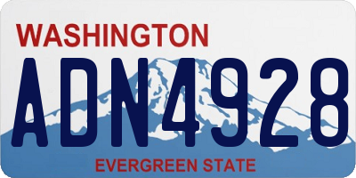 WA license plate ADN4928