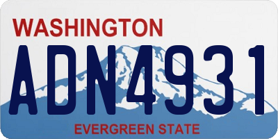 WA license plate ADN4931