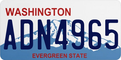 WA license plate ADN4965