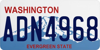 WA license plate ADN4968