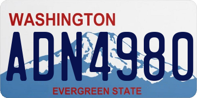WA license plate ADN4980